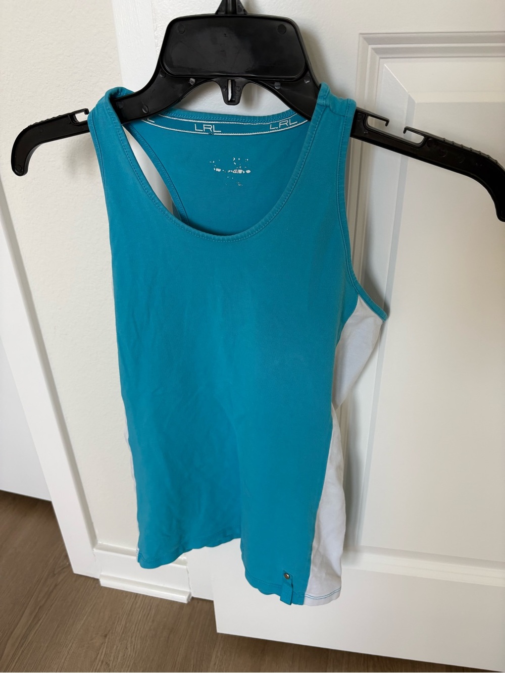 Lauren Ralph Lauren Teal & White Racerback Tank Top